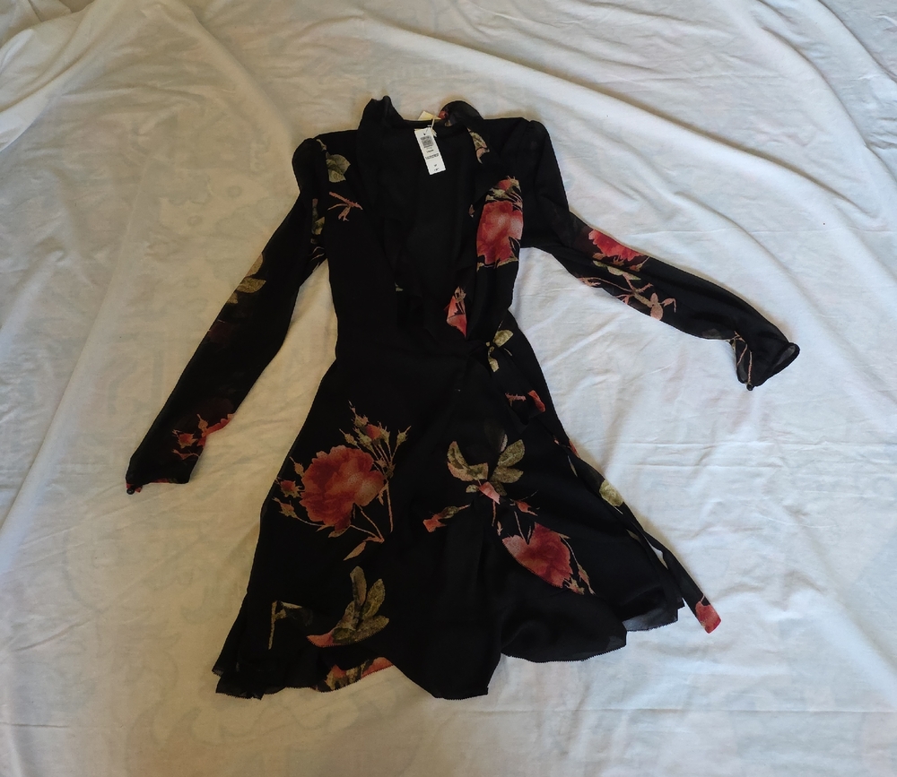 Wilfred Black Floral Long Sleeve Dress